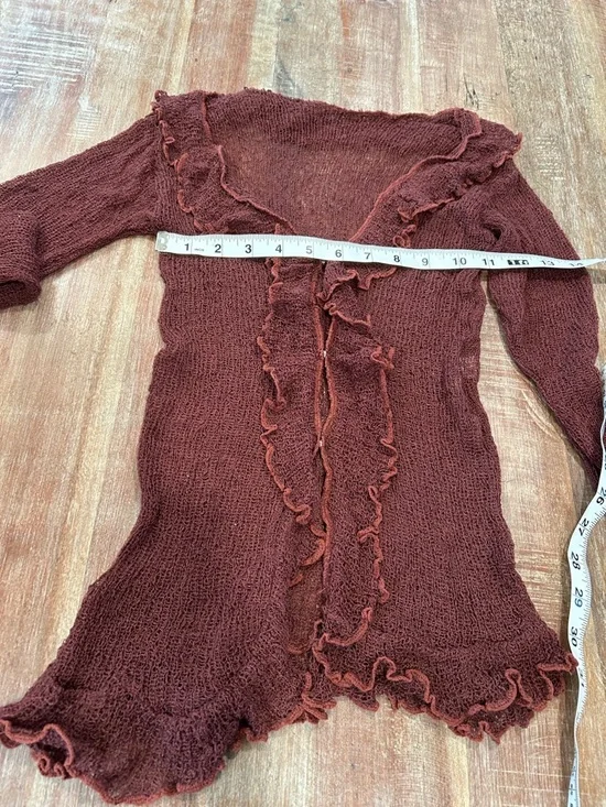 VTG Y2K Ruffled Semi-Sheer Snap-Front Cardigan - Picture 5 of 8